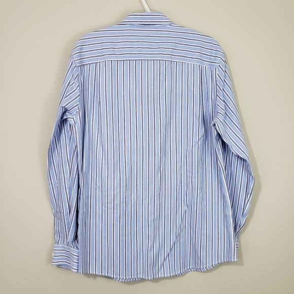 L.L. Bean Men’s Blue and White Striped Button-Down Shirt Size Medium - Picture 3 of 9